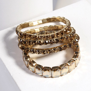 Europeus e americanos transfronteiriços moda geométrica quadrado pulseira corda de vidro elástico menina pulseira
