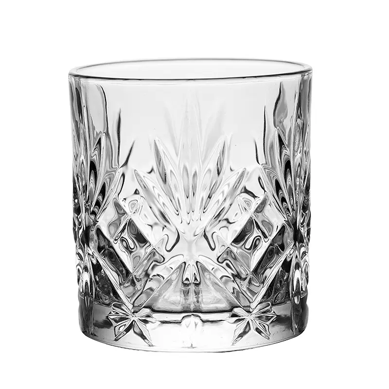 340ml Luxury Clear Rock Wine Engraved Crystal Gorgeous Engraved Bourbon Glass Embossed New Design Whiskey Beer Glasses Cup