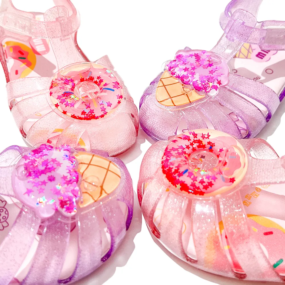 Niños lindo diseño de helado claro Jelly Shoes 2024 MINI DD alta calidad bebé niña elegante sandalia plana