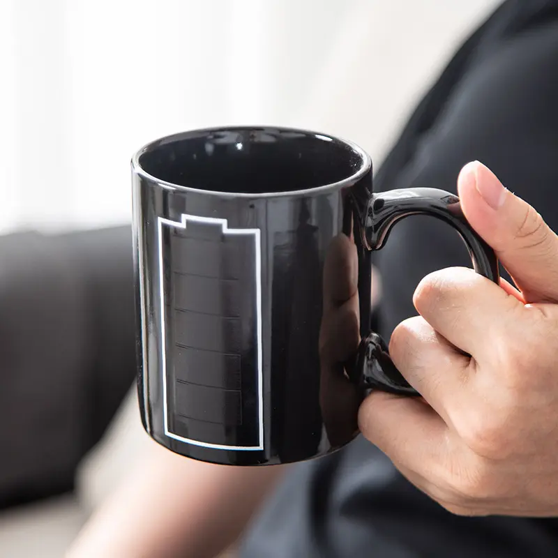 Uplusa ขายส่งสีดำสร้างสรรค์เซรามิก Ceram กาแฟสีขาวธรรมดาแก้วโลโก้ที่กำหนดเองกาแฟถ้วยเซรามิกสำหรับการพิมพ์