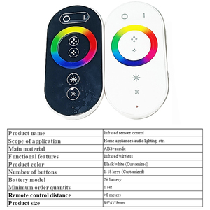 Tira de luces LED RGB de 12-24V CC, interruptor RF, control remoto táctil LED - Product Image 2