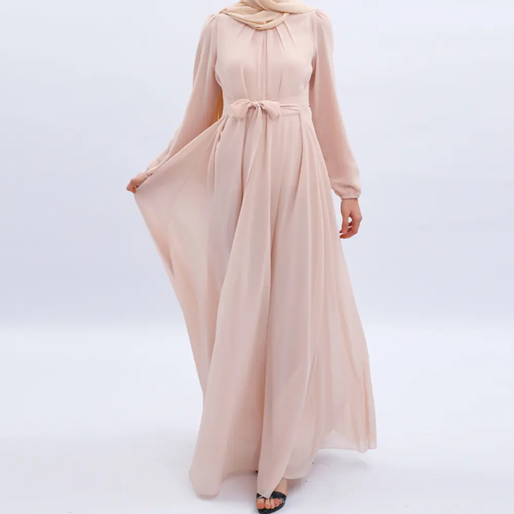 Yibaoli fabricante ropa islámica mujeres modesto abaya mujeres doble capa gasa vestido musulmán 2023 Dubai para mujeres