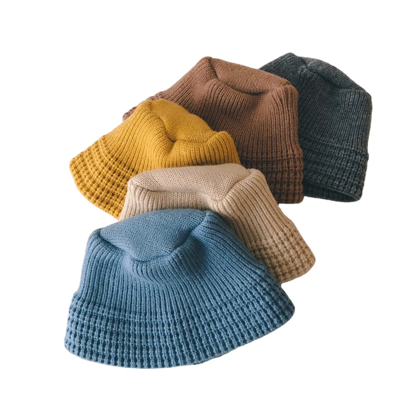 Sombreros de pescador de punto para mujer, gorros planos de punto suave y cálido para invierno, hechos a mano, de punto de ganchillo, venta al por mayor