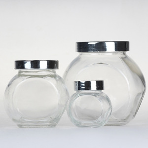 Penny Clear ขวดแก้วเก็บแบบเอียง,ขนาด50มล. 180มล. 380มล. 480มล. พร้อมฝาปิดโดมโครเมียม - Product Image 4