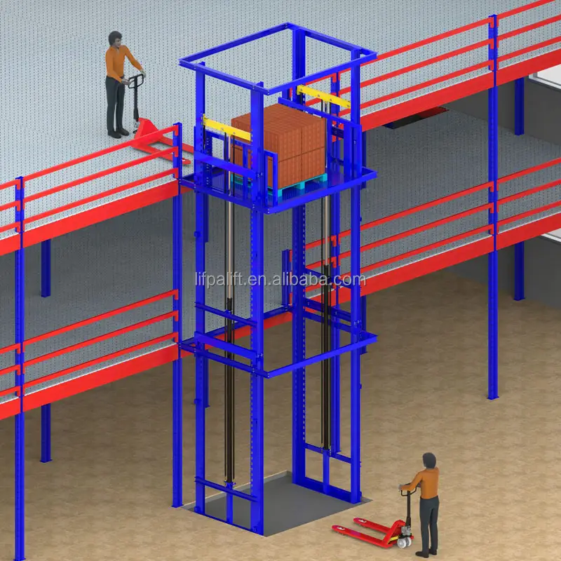 Elevador elétrico de carga hidráulico, 2000kg, dois postos, para armazém