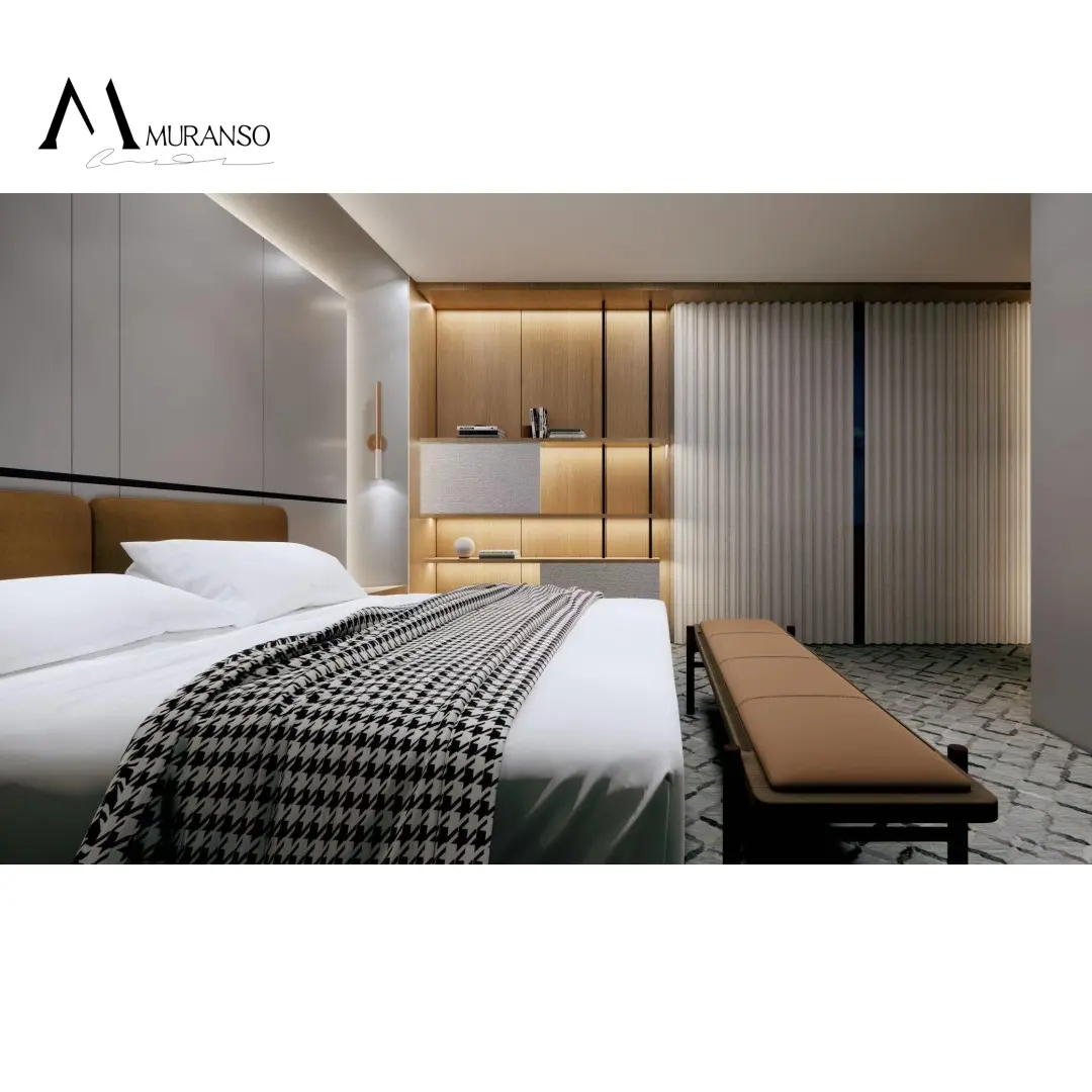 Combinaison de meubles de chambre d'hôtel cinq étoiles moderne Ensemble de chambre à coucher de meubles de luxe d'hôtel