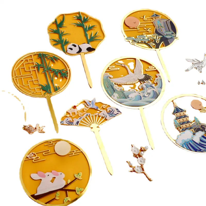 Trung thu Lễ Hội loạt Acrylic bánh chèn thương hiệu in màu thỏ trang trí phong cách Trung Quốc