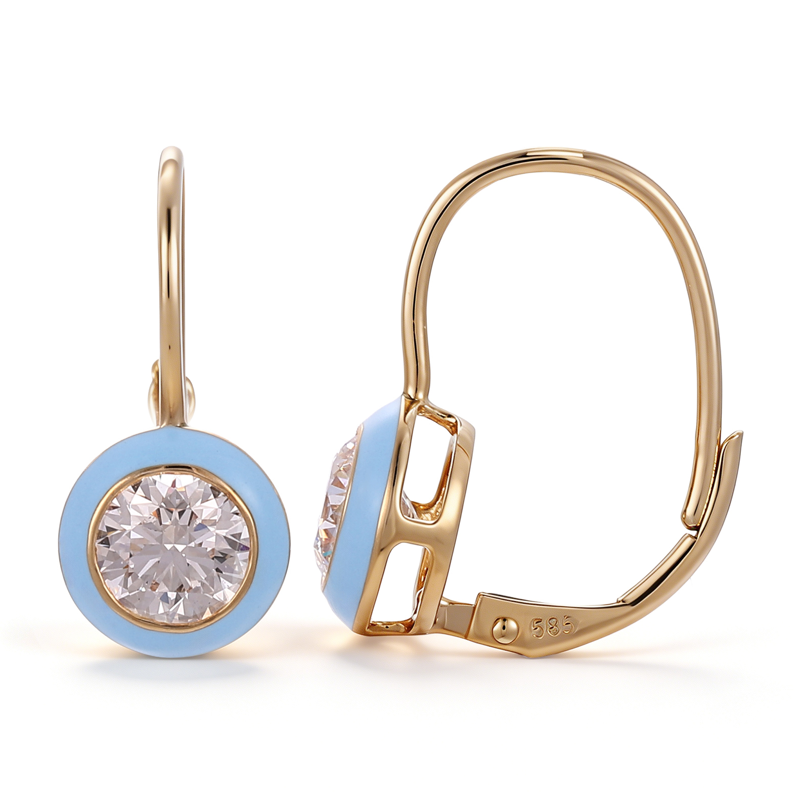 Pendiente de oro amarillo de 14k con diamante de laboratorio
