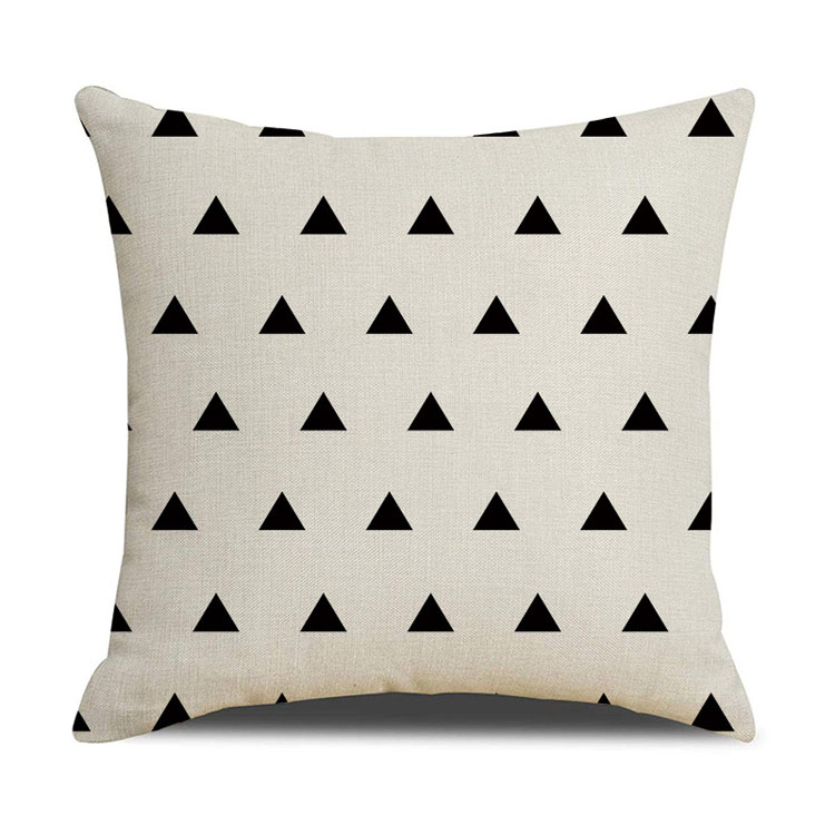 Popular Style Classic Geometric Custom Digital Print Pillowcase Linen Cushion Cover
