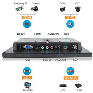 Pantalla de 10,1 pulgadas Mini Vga + entrada HD con función de reproductor de DVD de pantalla pequeña pantalla Lcd de escritorio para el hogar Monitor de computadora Pantalla de coche