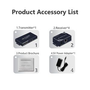Xput 200ft 60M <strong>HDMI</strong> Splitter 1x2 /1X4 Extender Cat5e Cat6 1080P RJ45 Ethernet <strong>HDMI</strong> <strong>UTP</strong> Splitter ExtenderTransmitter Receiver - Product Image 5
