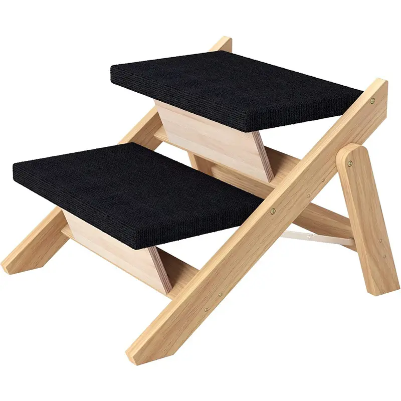 Escalier pliable et robuste en bois massif pour chiens, rampe antidérapante pour animaux de compagnie pour chats et chiens