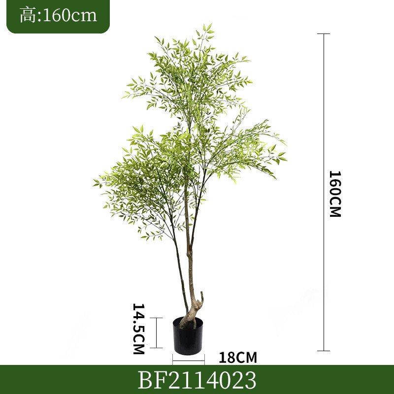 High simulation green nandina-16m-plastic base pot