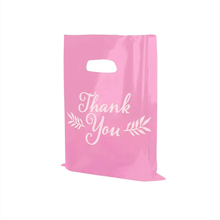 Bolsa de plástico rosa para compras, bolsas grandes con asas, ropa, tienda de ropa