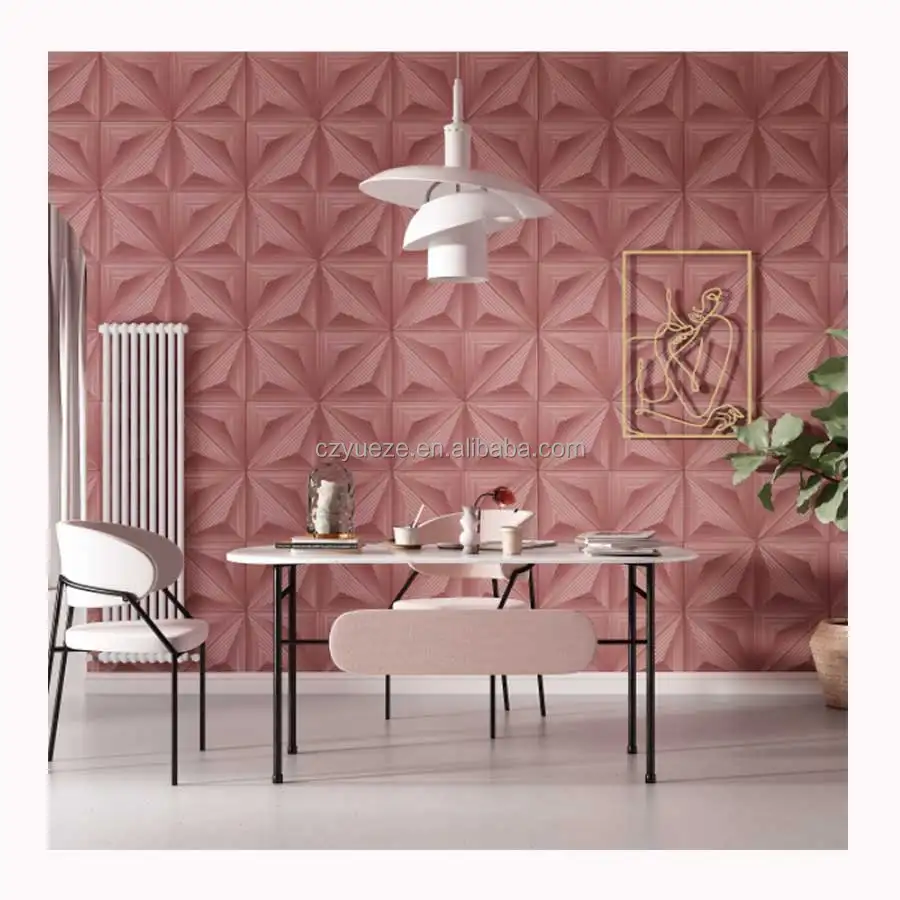 Modern Pink Abstract 3D Vinyl Revestido Wallpapers Roll Embalagem