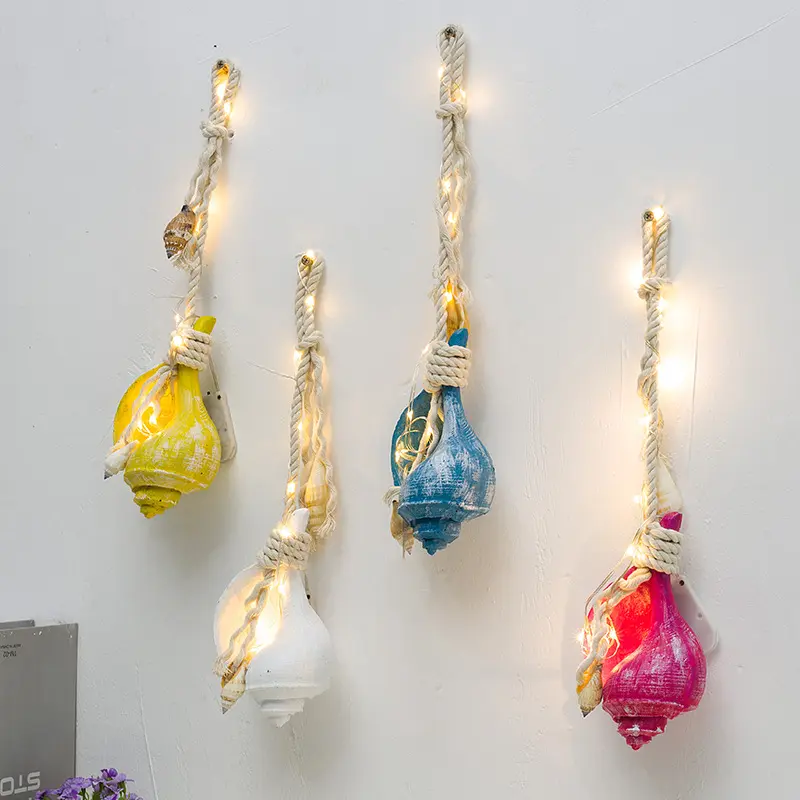 Средиземноморские раковины, подвесные настенные искусства со светодиодными лампами, полимерные раковины, подвесные домашние украшения для детской комнаты, настенные подвесные праздничные подарки