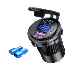 インテリジェントカーユニバーサルワンUSBタイプC PDソケットワンUSB QC3.0電圧メーター表示ボタン12-24Vカーチャージャー - Product Image 5