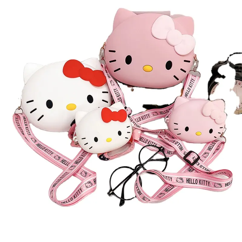 Children's Day Gift HOT SALE Kawaii Girls Large Bag Lovely Cute Cartoon Cross Body Women Soft Hello Kitty Silicone Cute Purse