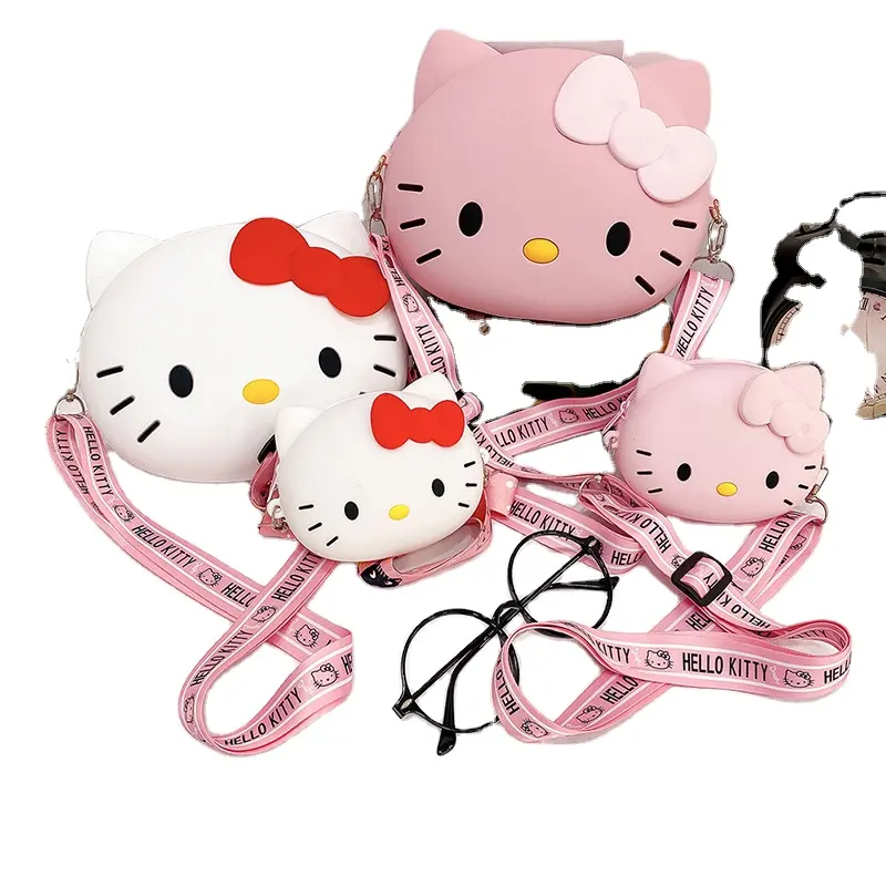 Presente do Dia das Crianças VENDA QUENTE Kawaii Meninas Grande Saco Adorável Bonito Dos Desenhos Animados Cruz Corpo Mulheres Macio Olá Kitty Silicone Bonito Bolsa