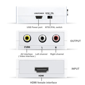 Xput Hdmi到RCA Hdmi到AV复合高清视频转换器1080P迷你HDMI2AV支持PAL NTSC