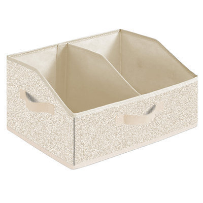 foldable compartmentalized storage box-beige with speckles
