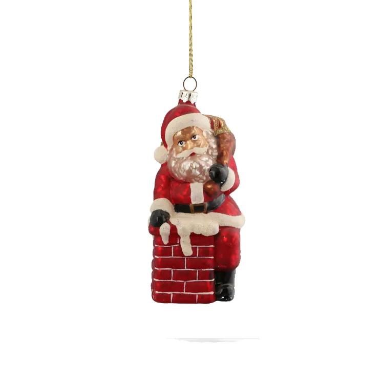 Factory wholesale stand up glass santa claus ornaments christmas tree decorations