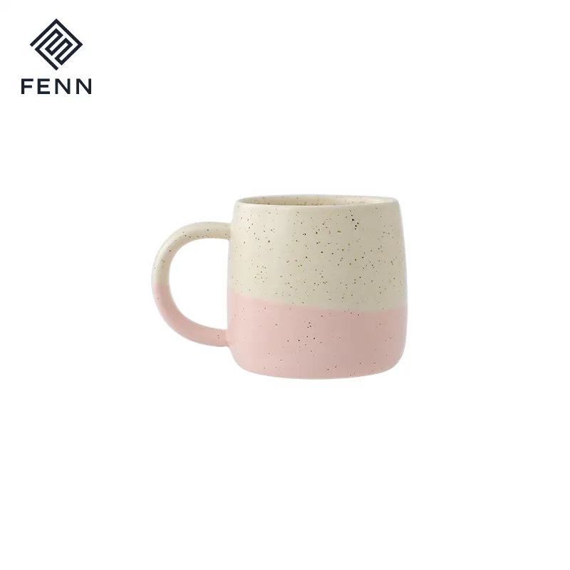 Großhandel New Design 14oz Porzellan becher Nordische Keramik weiße Kaffeetasse Personal isierte Speckle kreative Keramik Tasse Kaffee