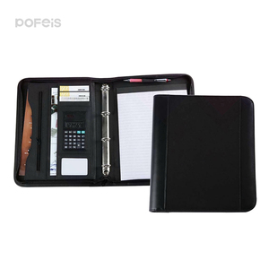 Large Capacity A4 <strong>Notebook</strong> 4 Binding Loose Leaf File Folder Zipper Round Tablet Calculator Portfolio Binding - Product Image 2