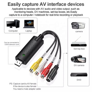 USB 2.0视频适配器，带音频捕获视频采集卡转换器PC适配器VHS到DVD转换器