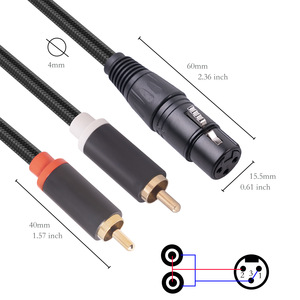 Cable de audio coaxial tipo Y hembra a RCA macho dual para amplificador mezclador XLR de tres núcleos para aplicaciones de altavoces de micrófono y coche - Product Image 4