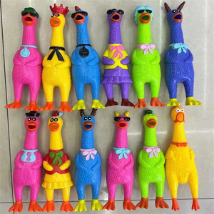 Komik renkli çığlık tavuk evcil köpek oyuncaklar horoz kargalar yavru oyuncak çekmek kauçuk tavuk Squeak sıkmak oyuncaklar - Product Image 6