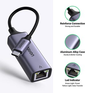 UGREEN CM199 USB C a Ethernet adattatore Gigabit RJ45 a USB 3.0 tipo C Ethernet LAN adattatore di rete - Product Image 6