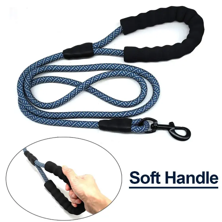 High quality Eco-Friendly nylon round colorful rope dog leash lead for pet dog