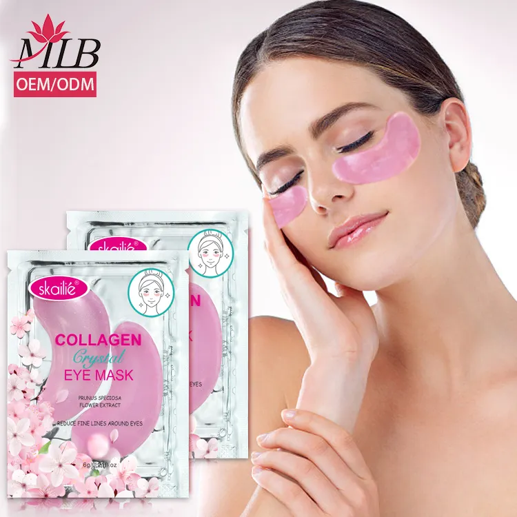 Masque pour les yeux au collagène cristal rose de marque privée MLB respectueux de l'environnement soluble anti-rides élimine les cernes Patch en gel