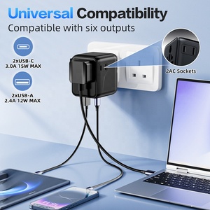 Worldplug 5V 3.4A 17W Dual <span class=keywords><strong>USB</strong></span> Tipo <span class=keywords><strong>C</strong></span> Adaptador de viaje de enchufe múltiple Adaptador de cargador de viaje universal internacional en todo el mundo - Product Image 2
