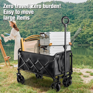 4 inch Tuxin hẹp bánh xe có thể gập lại Wagon giỏ hàng, 100L công suất nhỏ gọn gấp tiện ích giỏ hàng cho cắm trại bãi biển, nhà máy trực tiếp - Product Image 2