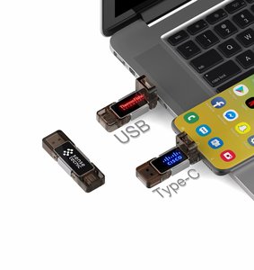 Yeni OTG usb bellek tasarım UTC242 Flip tip-c LED USB özelleştirilmiş LED marka logosu