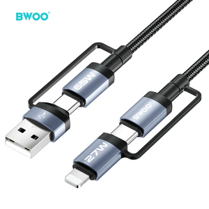 Bwoo PD 27W สายชาร์จ USB อเนกประสงค์, สายไนลอนแบบถัก4 in 1พอร์ตชนิด C สำหรับ iPhone 15 14 13 12 11 PRO MAX XS XR XS - Product Image 2