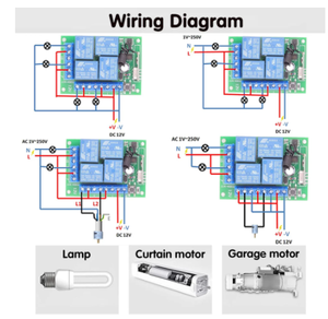 Interruttore di controllo remoto Wireless universale 433 Mhz DC 12V 10A modulo ricevitore relè 4CH e trasmettitore remoto RF 433 mhz a 4 canali - Product Image 5
