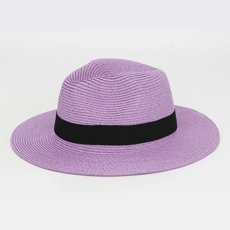 Cappello da uomo Panama in tessuto di paglia arrotolato cappello da sole da spiaggia cappello sciolto di paglia protezione solare estiva per le donne