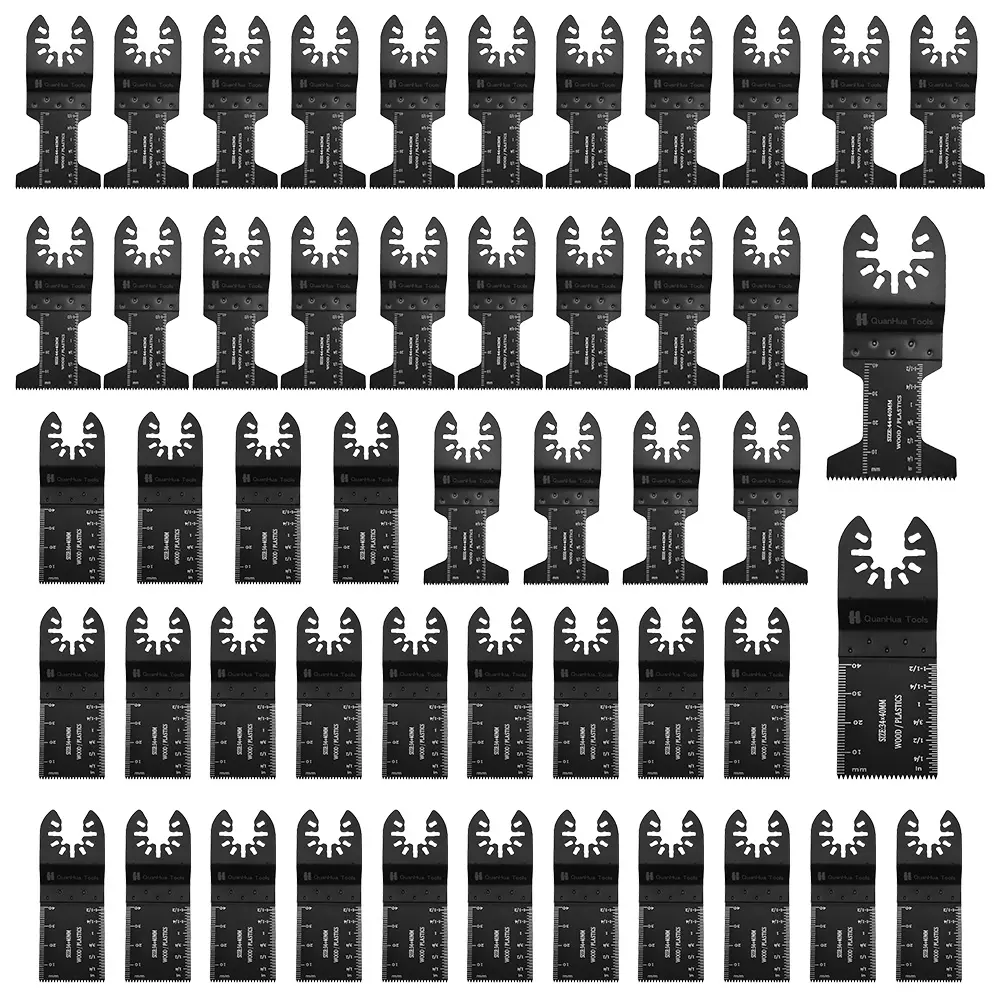 34mm 미세 치아 50 개 키트 h.c.s 진동 목재 멀티 툴 톱 블레이드 퀵 릴리스 카본 세트