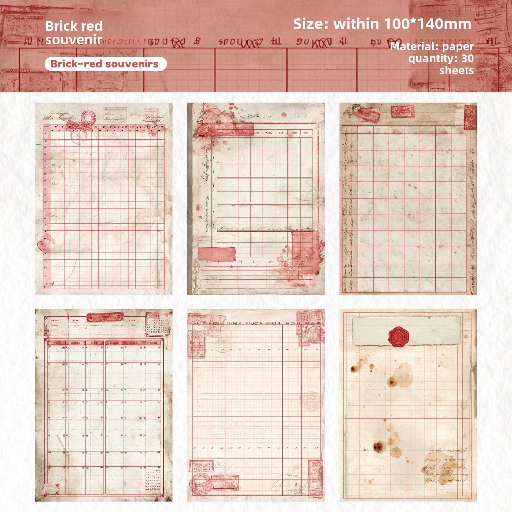 Cartes de vœux rouge brique - blanc