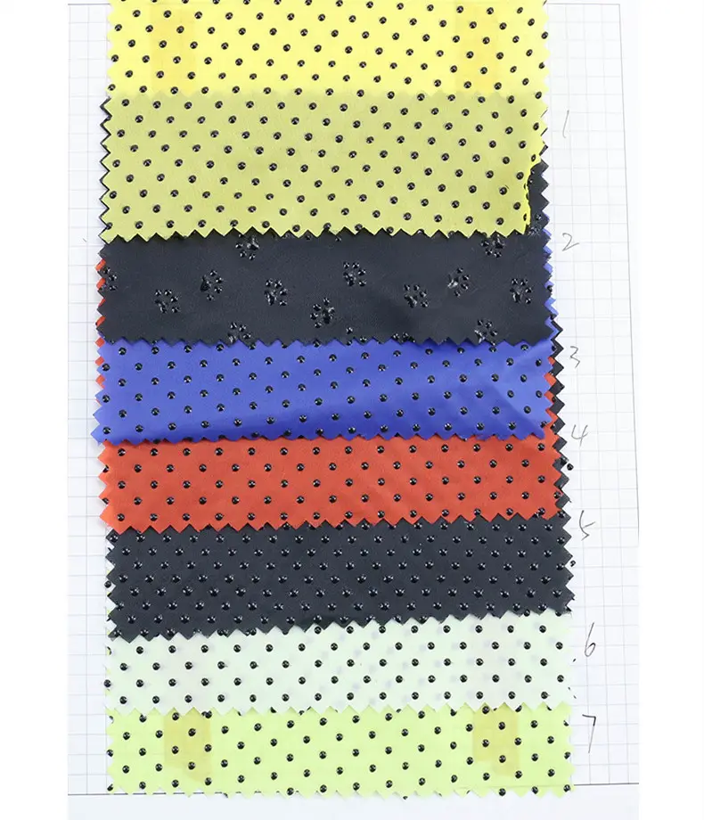 Customized 190T Taffeta Carpet Fabric Non Slip Polyester Gabardine Dotted Anti Slip Fabric