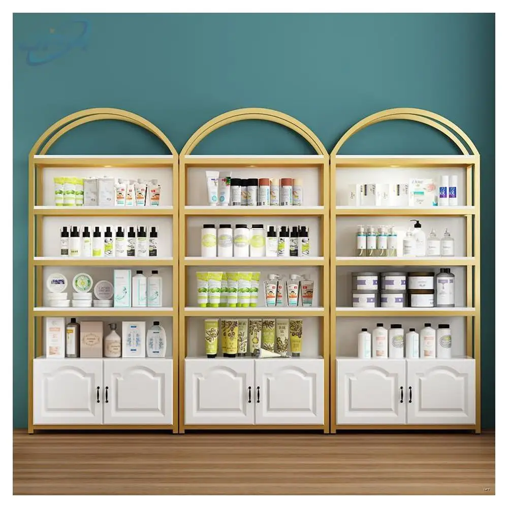 Prima Cosmetic Display Gold Shelf 5 Tier Racks para Beauty Salon Shop Fittings e Display
