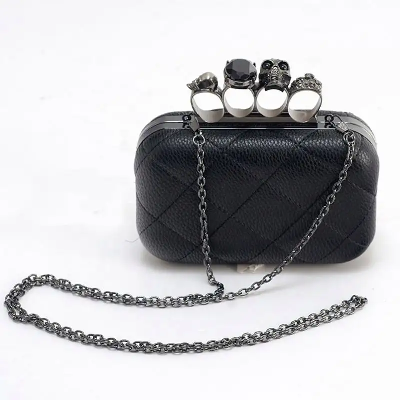 2023 personalizzazione Mini Luxury party leather Skull ring donna borsa da sera vintage plaid donna pochette