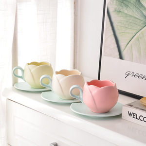 ถ้วยกาแฟดอกทิวลิปเซรามิกที่ละเอียดอ่อนและสวยงาม - Product Image 3