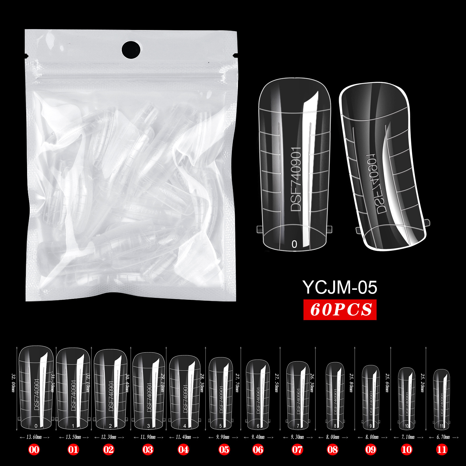 60pcs extension glue nail mold 05