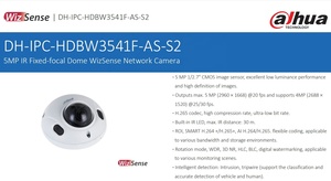 IPC-HDBW3541F-AS-S2 Dahua WizSense 5MP 30m IR Mini Vandalproof 2.8mm AI Audio SMD 4.0 Perimeter Protection Dahua Ip Camera PoE - Product Image 3