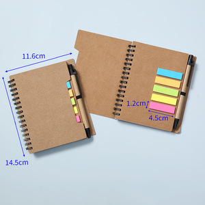 Bloc de notas Kraft con logotipo personalizado al por mayor con bolígrafo, notas adhesivas, cuaderno de papel Kraft ecológico, minicuaderno con bolígrafo