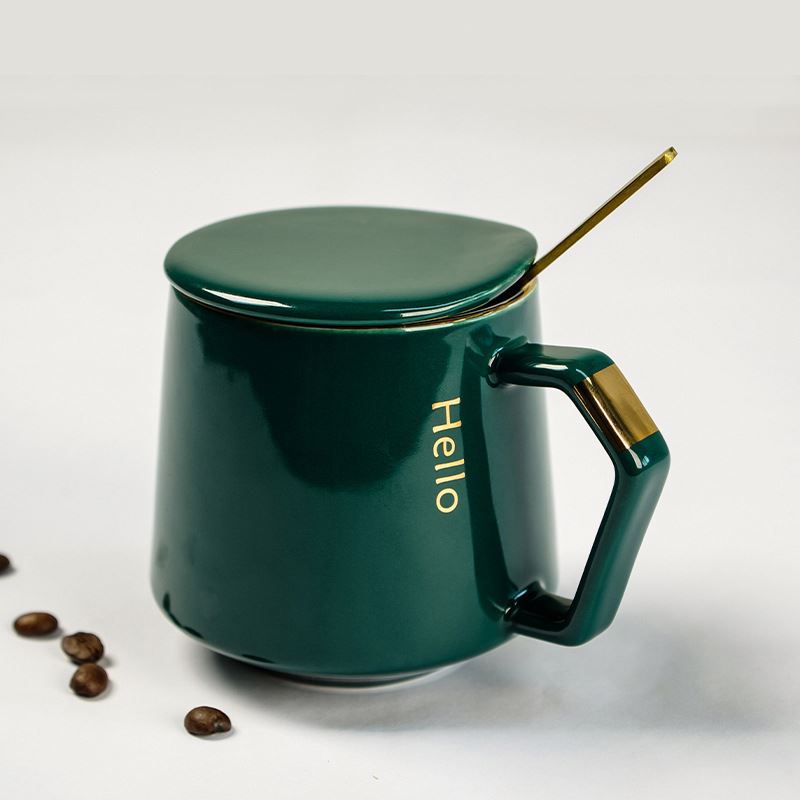 Zogifts Custom Logo Cute Couple Ceramic Travel <strong>Lovely</strong> Coffee Mugs <strong>Cup</strong> With Lid Spoon in Box for Valentine's Day Mug Set Gift - Product Image 2